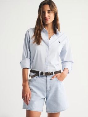Abercrombie & Fitch Light Blue High Waist Denim Shorts